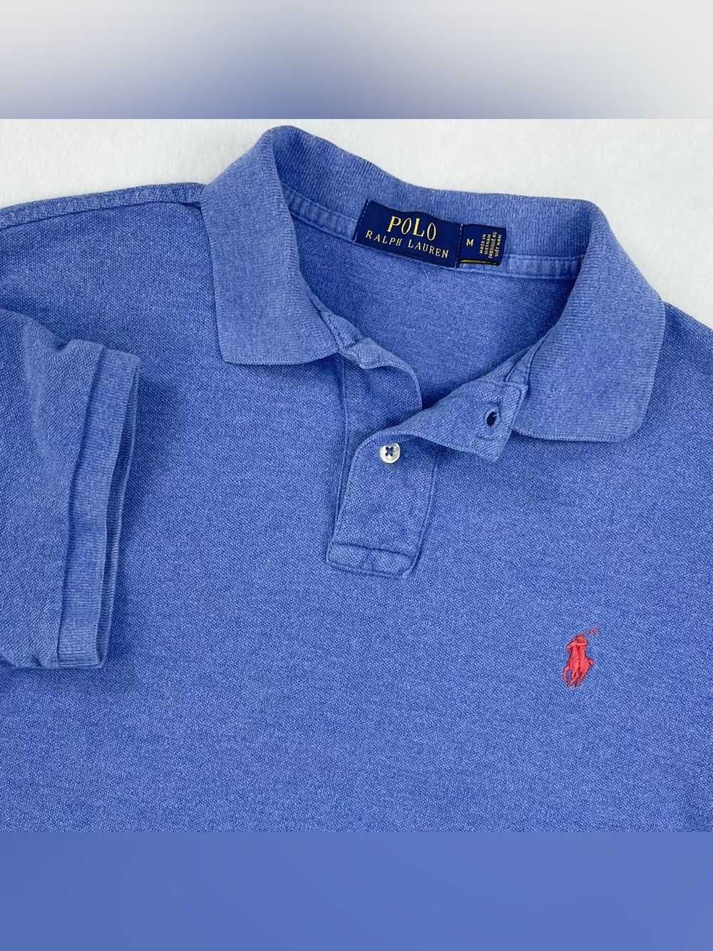 Polo Ralph Lauren Polo Shirt Mens M Blue Cotton Short Sleeve Classic Fit Preppy